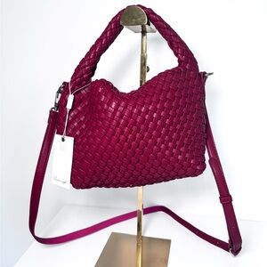 Moda Luxe Jessamine Woven Vegan Leather Travel Boho Crossbody Bag Purse NWT